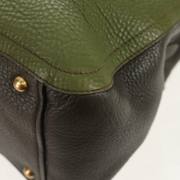 Miu Miu Hand Bag Leather 2way Green Gold RN0889 Auth 134339V