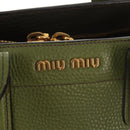 Miu Miu Hand Bag Leather 2way Green Gold RN0889 Auth 134339V-23