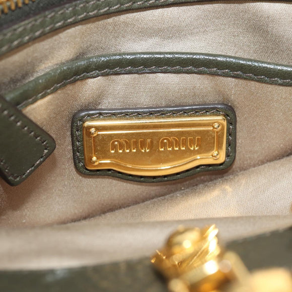 Miu Miu Hand Bag Leather 2way Green Gold RN0889 Auth 134339V