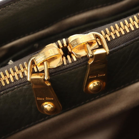 Miu Miu Hand Bag Leather 2way Green Gold RN0889 Auth 134339V