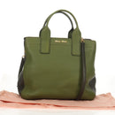 Miu Miu Hand Bag Leather 2way Green Gold RN0889 Auth 134339V-12