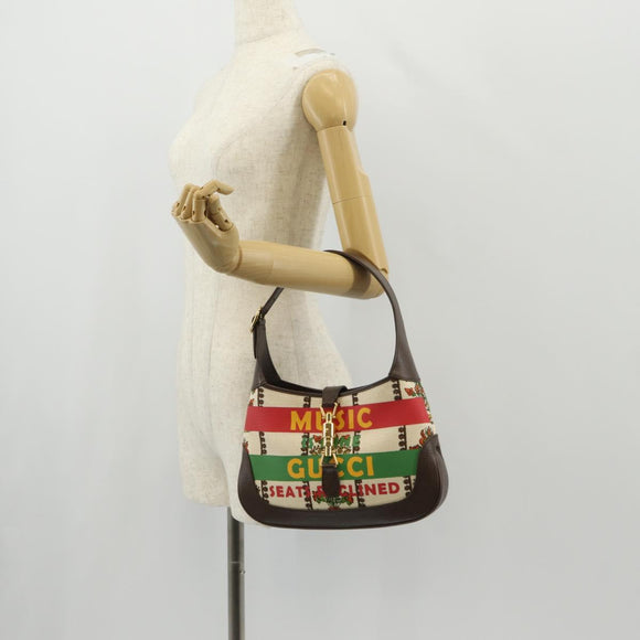 GUCCI New Jackie Shoulder Bag Canvas Brown Gold 636706 Auth 134340AM