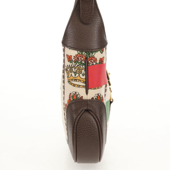 GUCCI New Jackie Shoulder Bag Canvas Brown Gold 636706 Auth 134340AM