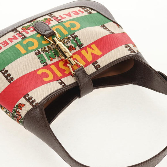 GUCCI New Jackie Shoulder Bag Canvas Brown Gold 636706 Auth 134340AM