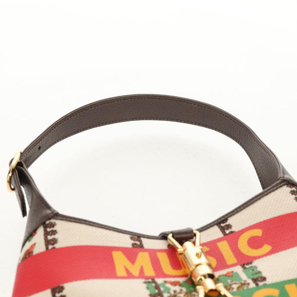 GUCCI New Jackie Shoulder Bag Canvas Brown Gold 636706 Auth 134340AM