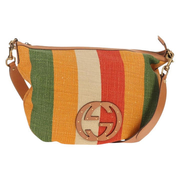 GUCCI Interlocking Shoulder Bag Canvas Multicolor Gold Auth 134341V