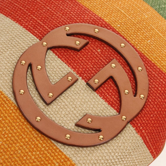 GUCCI Interlocking Shoulder Bag Canvas Multicolor Gold Auth 134341SAV