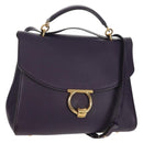 Salvatore Ferragamo Gancini Hand Bag Leather 2way Purple Gold Auth 134342V-1
