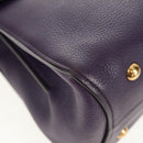 Salvatore Ferragamo Gancini Hand Bag Leather 2way Purple Gold Auth 134342V-9