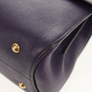 Salvatore Ferragamo Gancini Hand Bag Leather 2way Purple Gold Auth 134342V-16