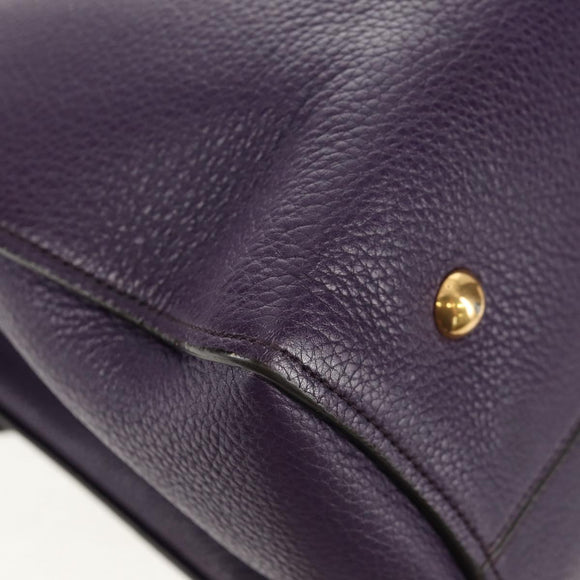 Salvatore Ferragamo Gancini Hand Bag Leather 2way Purple Gold Auth 134342V