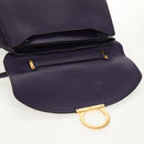 Salvatore Ferragamo Gancini Hand Bag Leather 2way Purple Gold Auth 134342V-20