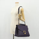 Salvatore Ferragamo Gancini Hand Bag Leather 2way Purple Gold Auth 134342V-27