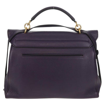 Salvatore Ferragamo Gancini Hand Bag Leather 2way Purple Gold Auth 134342V - 0