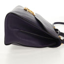 Salvatore Ferragamo Gancini Hand Bag Leather 2way Purple Gold Auth 134342V-4