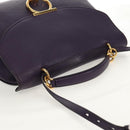 Salvatore Ferragamo Gancini Hand Bag Leather 2way Purple Gold Auth 134342V-6