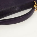 Salvatore Ferragamo Gancini Hand Bag Leather 2way Purple Gold Auth 134342V-7