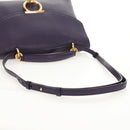 Salvatore Ferragamo Gancini Hand Bag Leather 2way Purple Gold Auth 134342V-8
