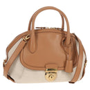 Salvatore Ferragamo Hand Bag Canvas Leather 3way Beige Gold Auth 134343V-1