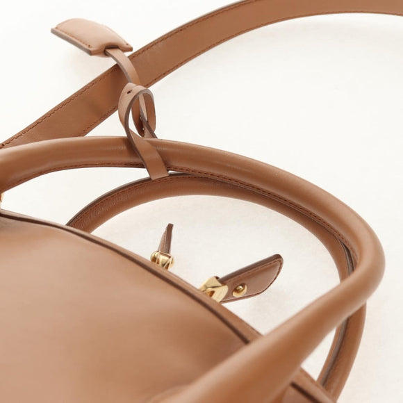 Salvatore Ferragamo Hand Bag Canvas Leather 3way Beige Gold Auth 134343V