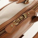 Salvatore Ferragamo Hand Bag Canvas Leather 3way Beige Gold Auth 134343V-24