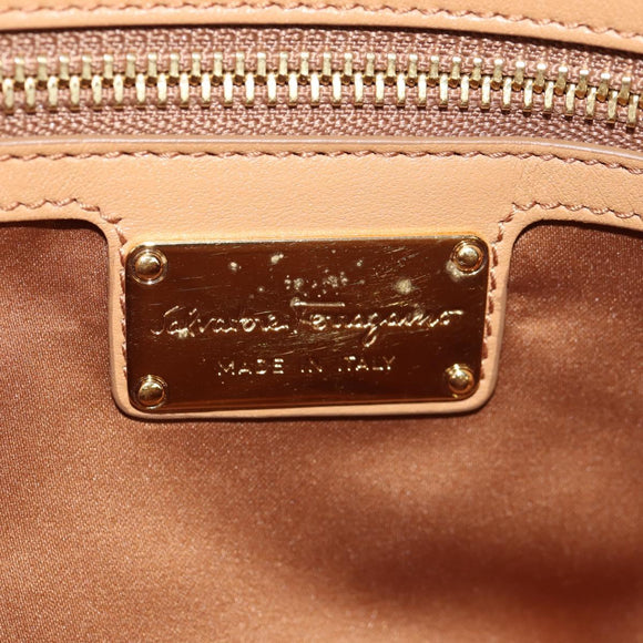 Salvatore Ferragamo Hand Bag Canvas Leather 3way Beige Gold Auth 134343V
