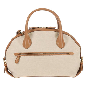 Salvatore Ferragamo Hand Bag Canvas Leather 3way Beige Gold Auth 134343V - 0