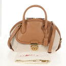 Salvatore Ferragamo Hand Bag Canvas Leather 3way Beige Gold Auth 134343V-12