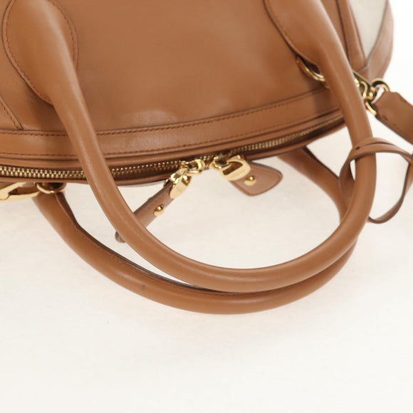 Salvatore Ferragamo Hand Bag Canvas Leather 3way Beige Gold Auth 134343V