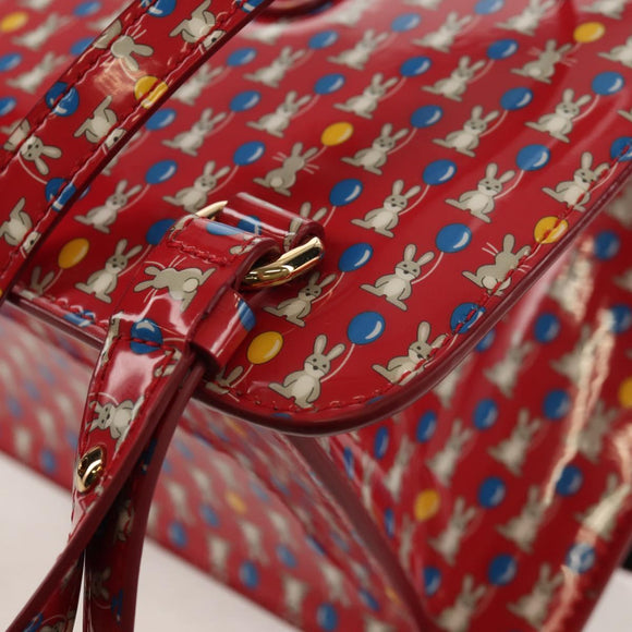 Salvatore Ferragamo Vala Backpack Vinyl Coating 3way Red Gold Auth 134344AV