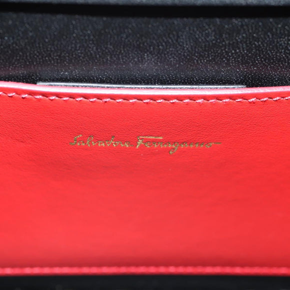 Salvatore Ferragamo Vala Backpack Vinyl Coating 3way Red Gold Auth 134344AV