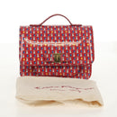 Salvatore Ferragamo Vala Backpack Vinyl Coating 3way Red Gold Auth 134344AV-12