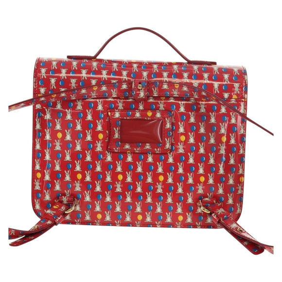 Salvatore Ferragamo Vala Backpack Vinyl Coating 3way Red Gold Auth 134344SAV