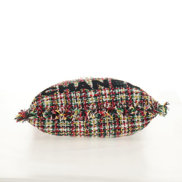 CHANEL Tote Bag Tweed Multicolor Silver CC Auth 134345SAM