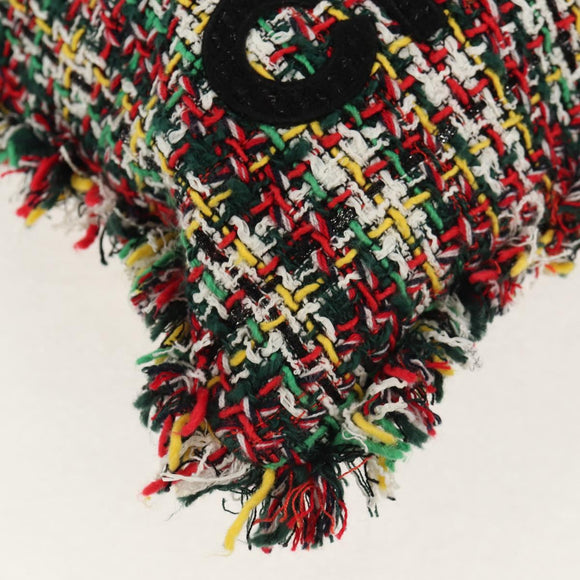 CHANEL Tote Bag Tweed Multicolor Silver CC Auth 134345SAM