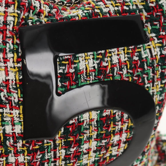 CHANEL Tote Bag Tweed Multicolor Silver CC Auth 134345SAM