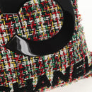 CHANEL Tote Bag Tweed Multicolor Silver CC Auth 134345SAM-16