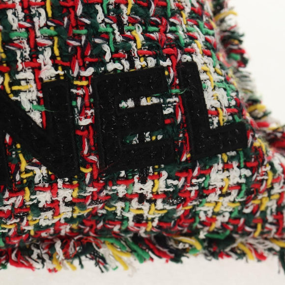 CHANEL Tote Bag Tweed Multicolor Silver CC Auth 134345SAM