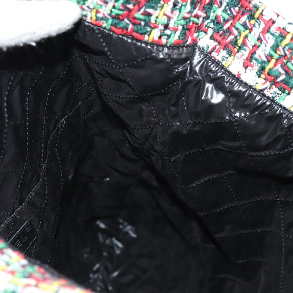 CHANEL Tote Bag Tweed Multicolor Silver CC Auth 134345SAM