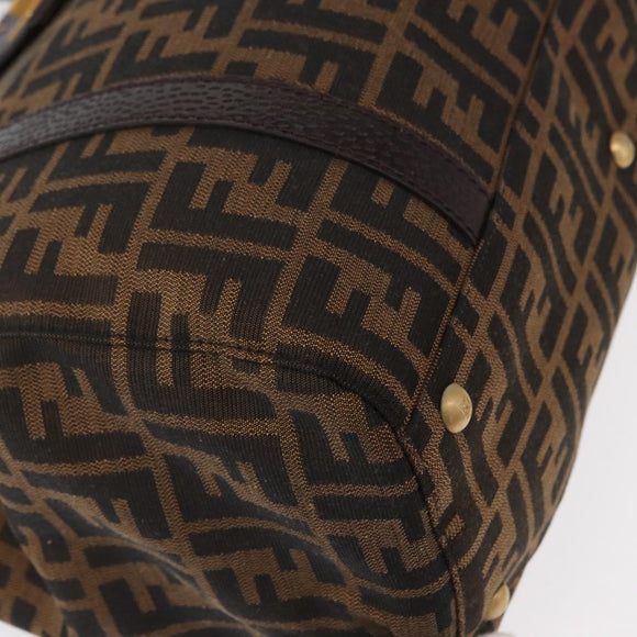 FENDI Zucca Canvas Tote Bag Black Brown Auth 134349AV