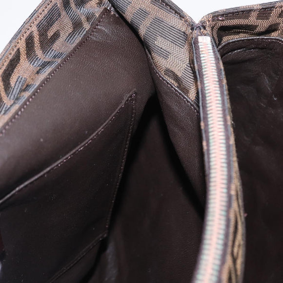FENDI Zucca Canvas Tote Bag Black Brown Auth 134349AV