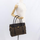 FENDI Zucca Canvas Tote Bag Black Brown Auth 134349AV-28