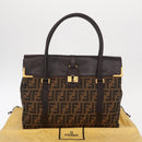 FENDI Zucca Canvas Tote Bag Black Brown Auth 134349AV-12
