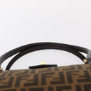 FENDI Zucca Canvas Tote Bag Black Brown Auth 134349AV-8