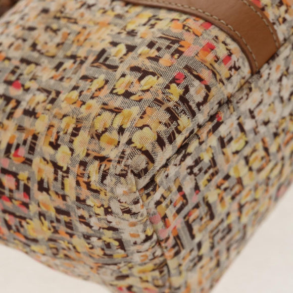 FENDI Zucchino Canvas Tote Bag Yellow Gold Auth 134352V