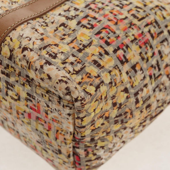 FENDI Zucchino Canvas Tote Bag Yellow Gold Auth 134352V