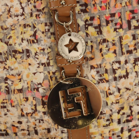 FENDI Zucchino Canvas Tote Bag Yellow Gold Auth 134352V