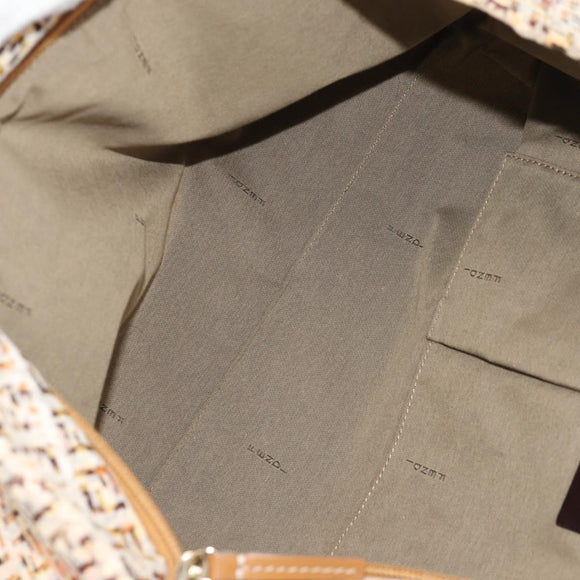 FENDI Zucchino Canvas Tote Bag Yellow Gold Auth 134352V