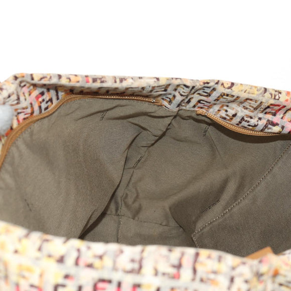 FENDI Zucchino Canvas Tote Bag Yellow Gold Auth 134352V