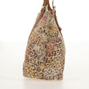 FENDI Zucchino Canvas Tote Bag Yellow Gold Auth 134352V-3